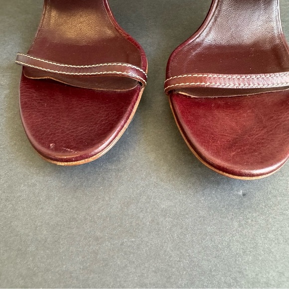 GUCCI High Heels Open Toe Sandals Shoes Maroon Merlot Leather Horsebit Buckle 8 - Picture 5 of 15